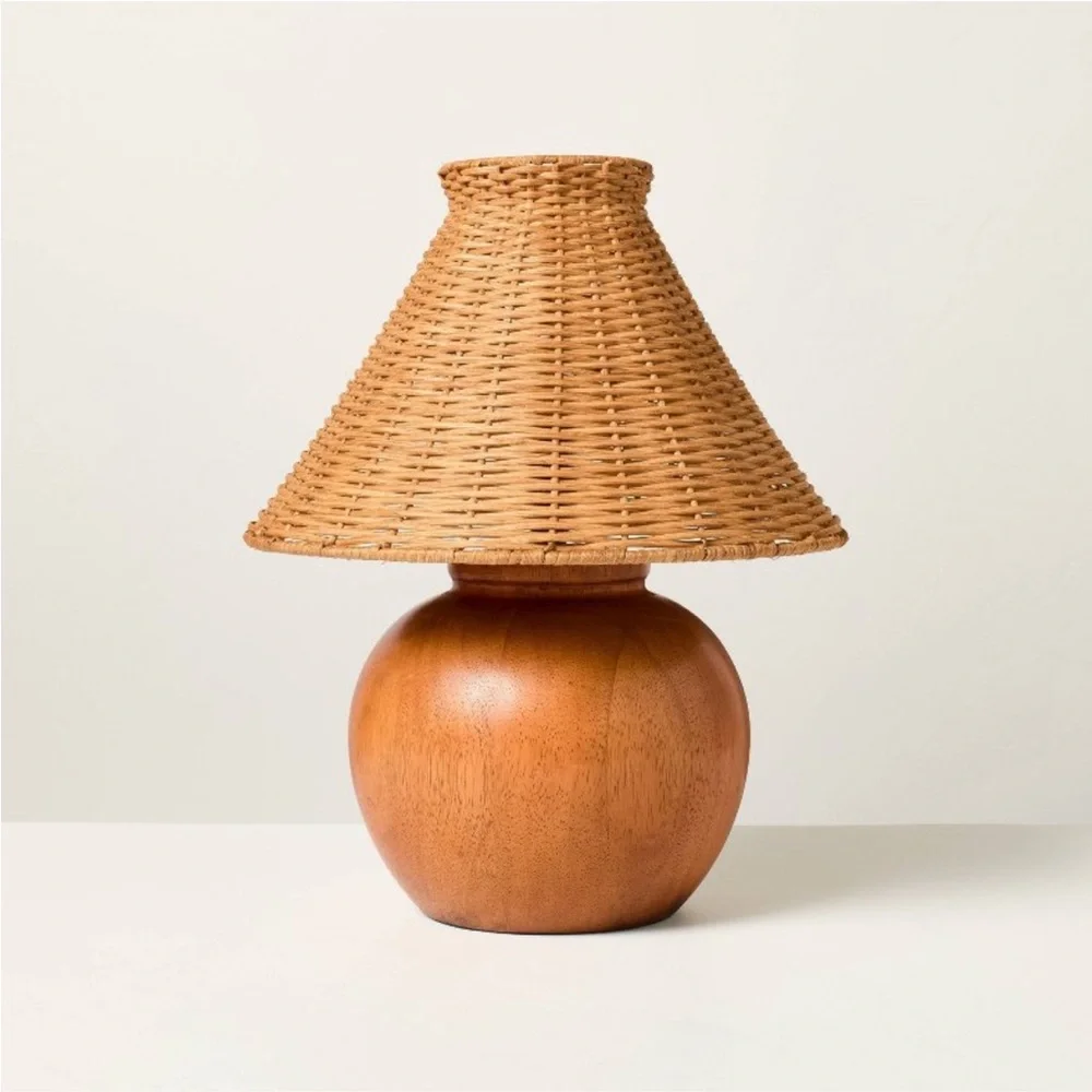 Wood Base Rattan Shade Accent Table Lamp - Hearth & Hand Magnolia